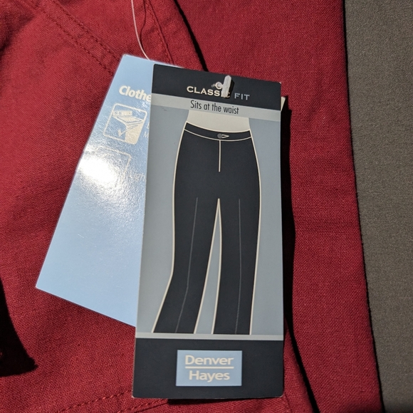NWT Denver Hayes Women's Red Linen cropped pants size 4 Tie up waist band - Picture 2 of 8
